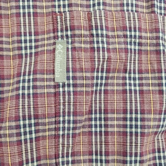Columbia Shirt Mens 2XL Red Brown Plaid Button Down 100% Cotton Long Sleeve - Picture 3 of 7